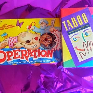"Taboo" Game 1989 The Game Of Unspeakable Fun Vintage AND "Operation Game" NEW